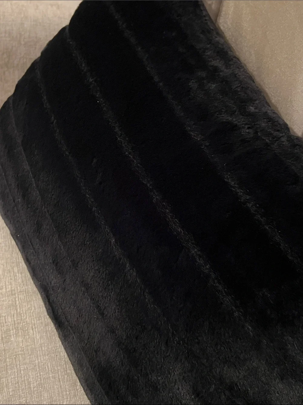 2 Decorative Throw Pillows: High-end, Gorgeous! Beaded Silver-Gray & Black “Fur”